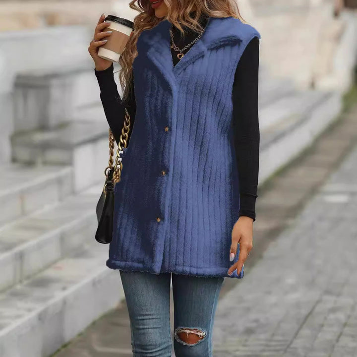 Damen Elegante und kuschelige Teddyjacke mit Knopfleiste Drune