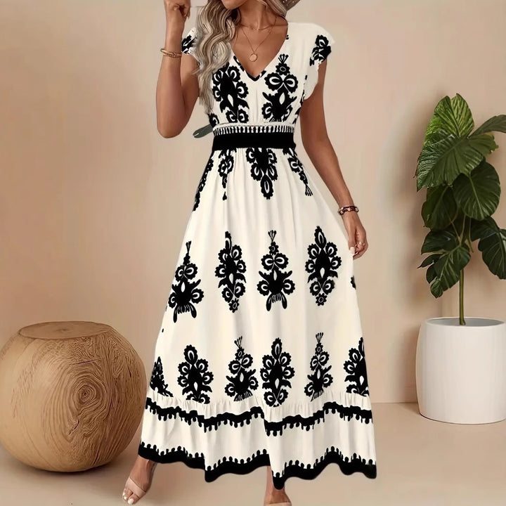 Damen Bohemian Besticktes Maxi Kleid Drune