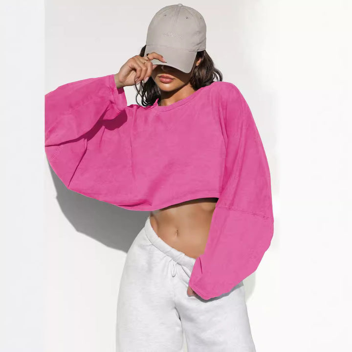 Damen lässiger Crop-Pullover Drune