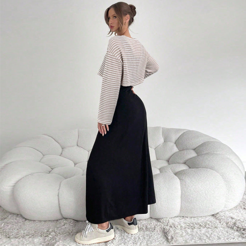 Damen Eleganter Maxirock mit elastischem Bund Drune