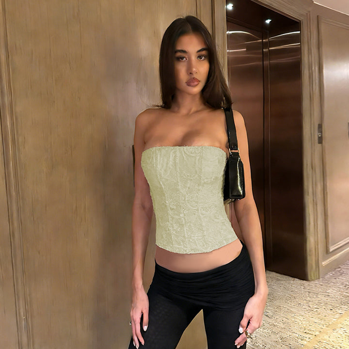 Damen Corsage-Top mit filigranem Spitzenmuster und taillierter Passform Drune
