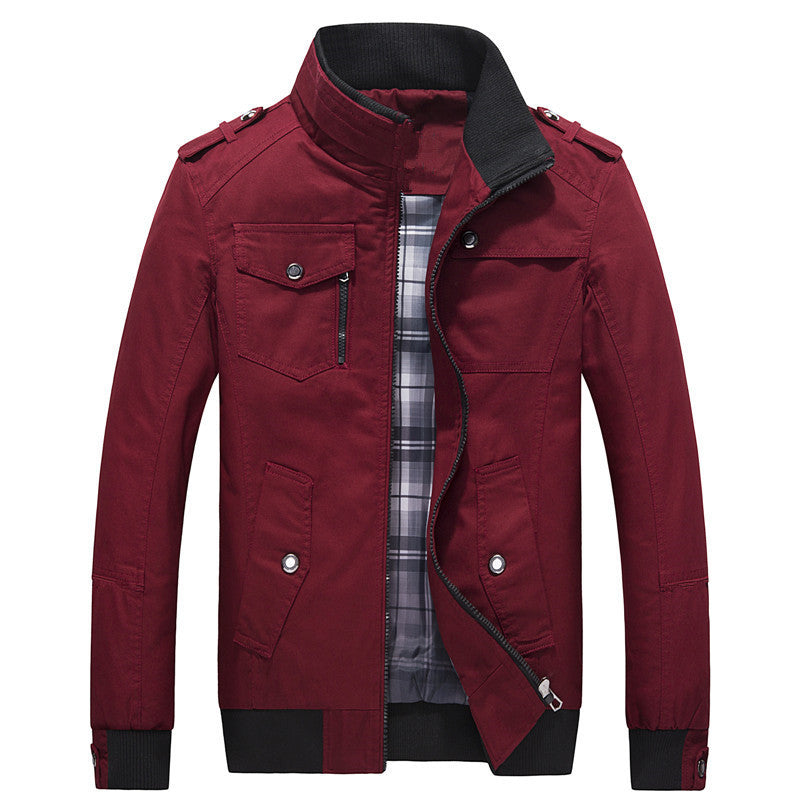 Herren nan leichte Canvas-Fieldjacke mit gesteppter Innenfütterung, Schulterklappen und kontrastierendem Rippbund Drune