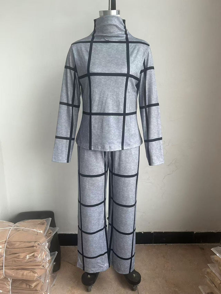 Damen Langärmliges Set im Karo-Design Drune
