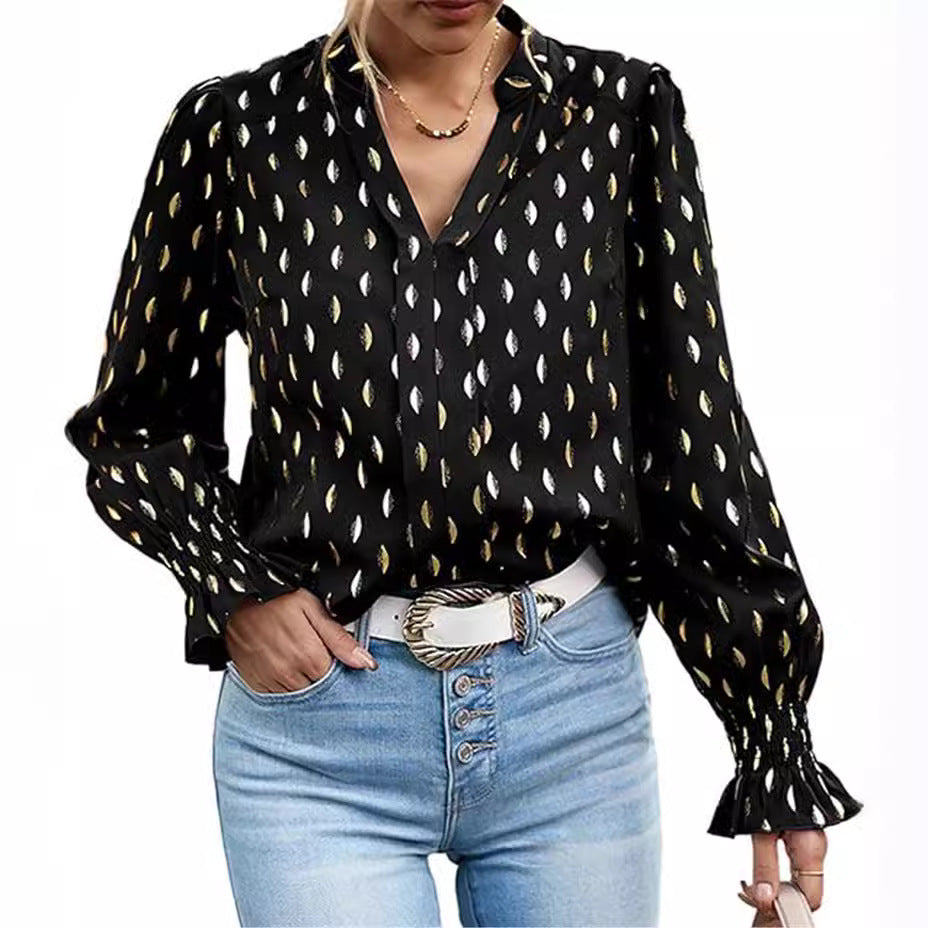 Damen elegante Bluse mit modischem Print Drune