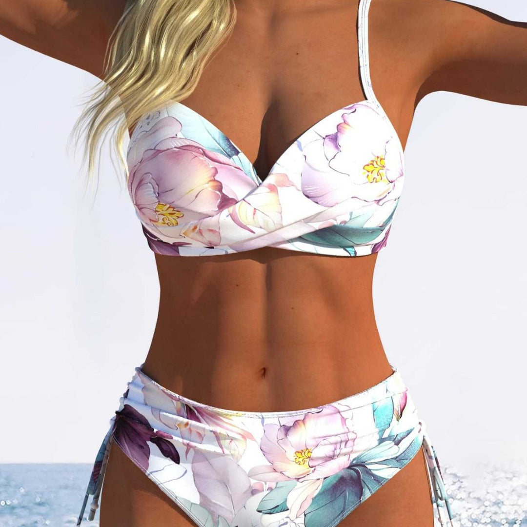 Damen Bikini-Set mit gepolstertem Oberteil und hohem Bund Drune