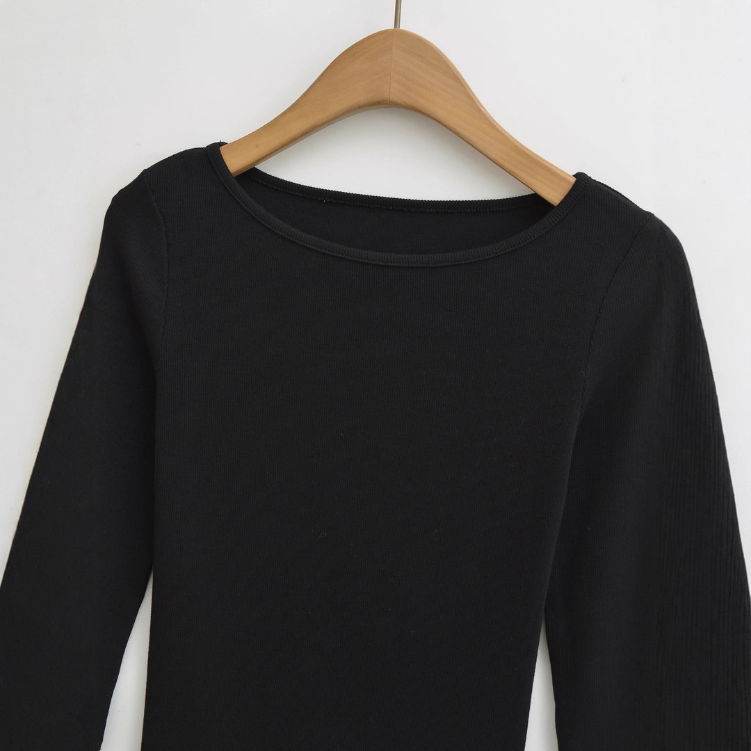 Damen langärmliges Oberteil mit elegantem Rundhalsausschnitt Drune
