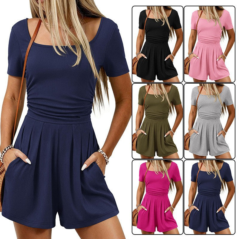 Damen sportlicher Jumpsuit mit kurzem Schnitt und praktischen Taschen Drune