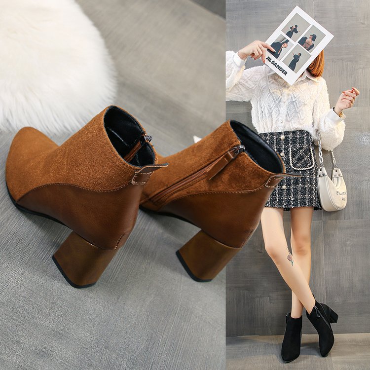 Damen modische und elegante Ankle-Boots mit trendigem Blockabsatz Drune