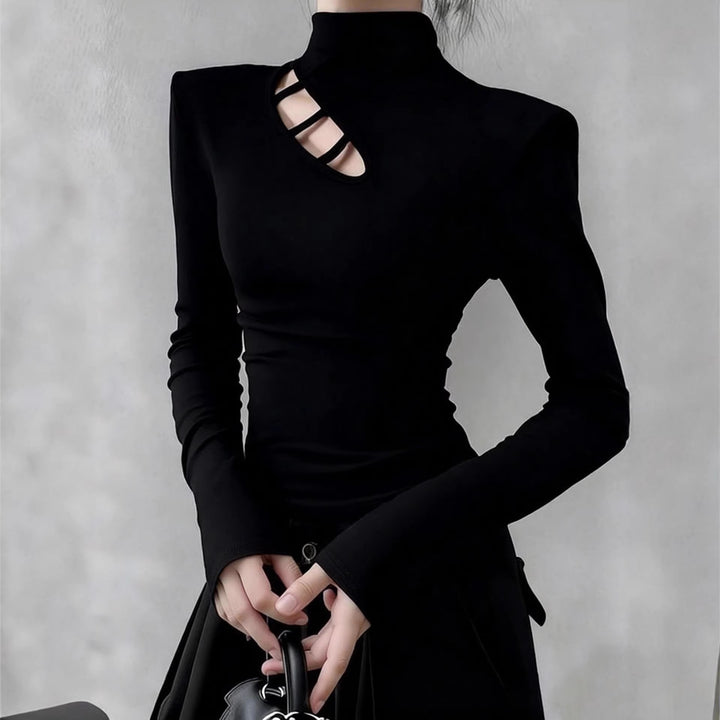 Damen Langarm-T-Shirt mit asymmetrischem Ausschnitt Drune