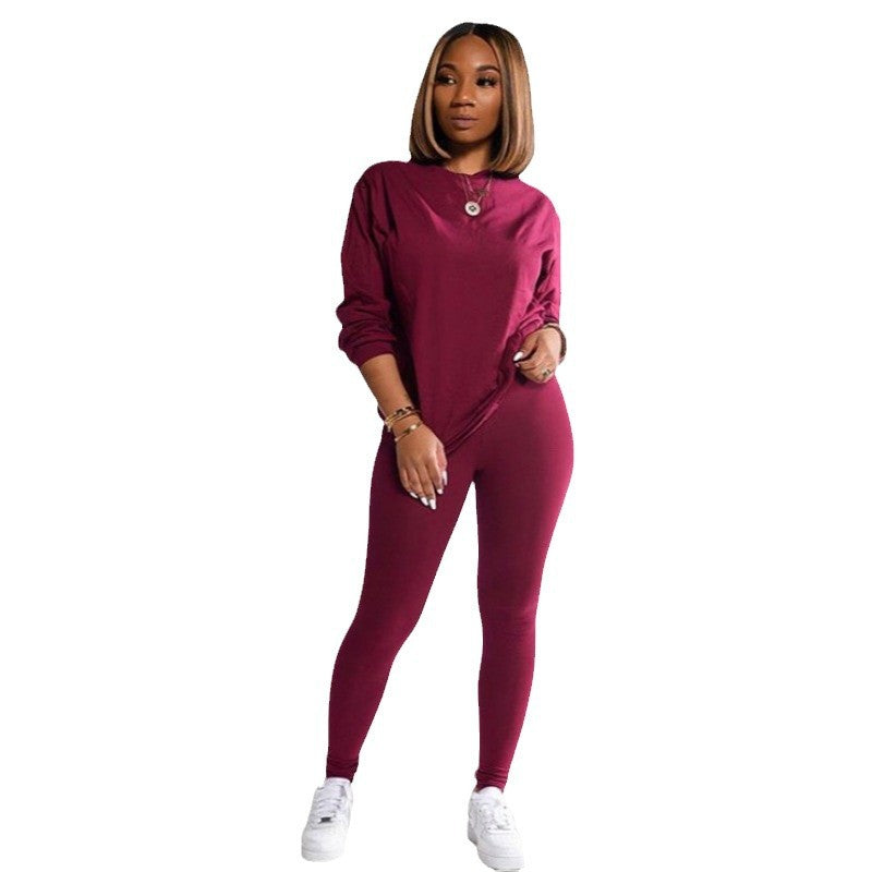 Damen Langarm Schlafanzug Set mit elastischen Hosen Drune