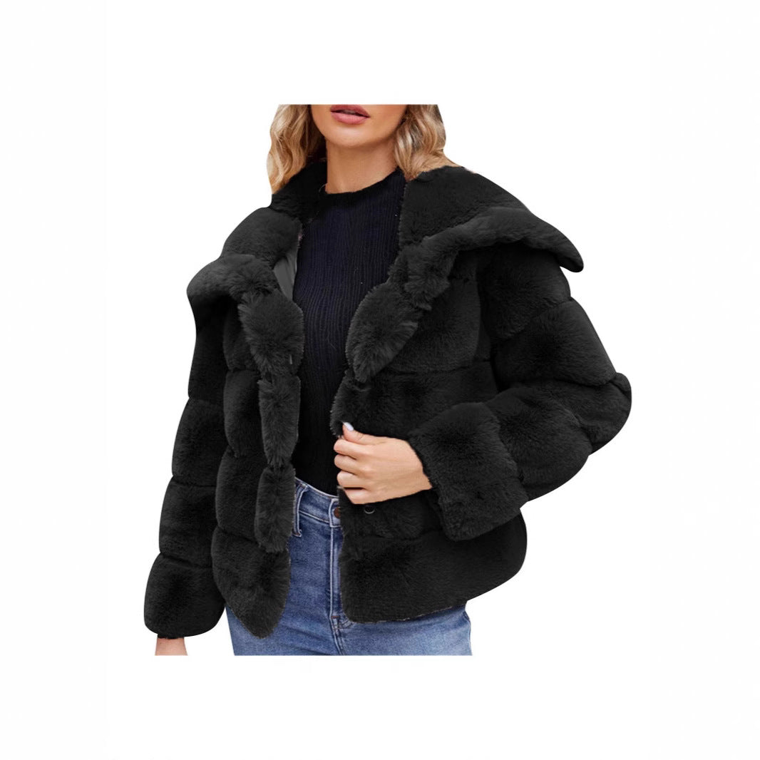 Damen Trendige Puffjacke mit weich gefüttertem Kunstfell Drune