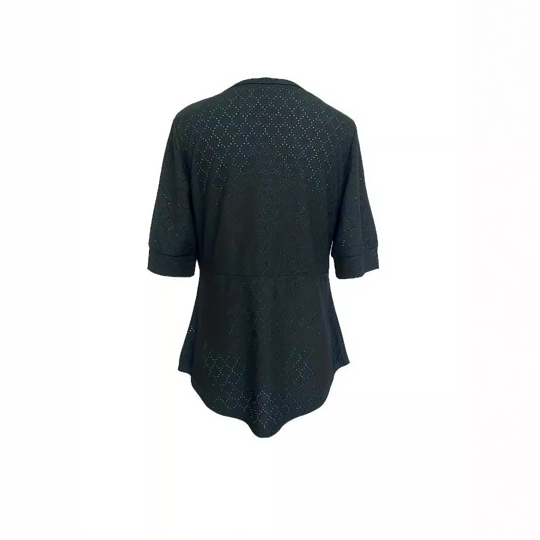 Damen Modische Kurzarm-Cardigan mit offenem Schnitt Drune