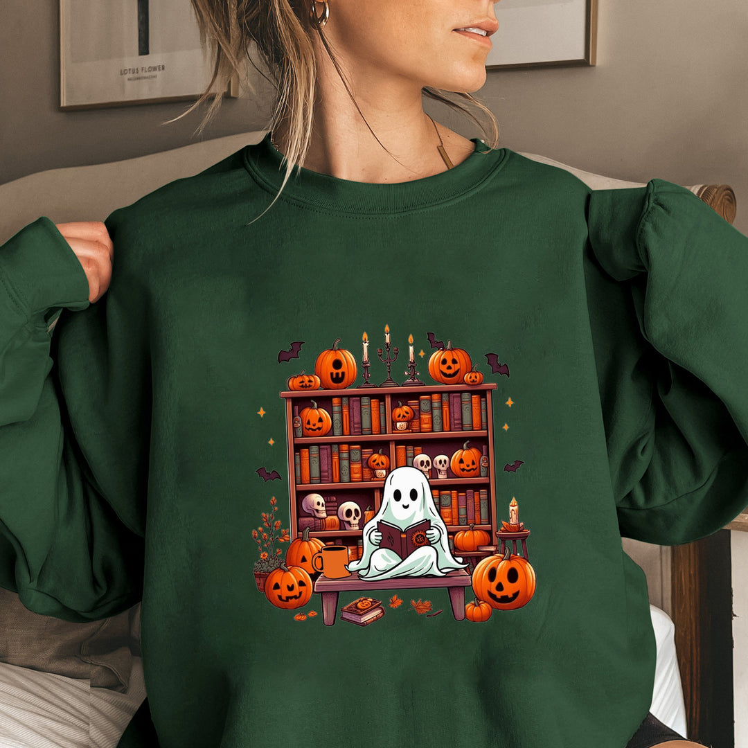 Damen Sweatshirt mit herbstlichem Gruselmotiv und lässigen Puffärmeln Drune
