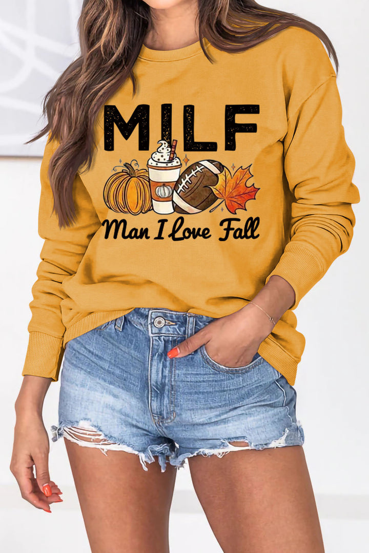 Damen Sweatshirt mit herbstlichem Essenzen-Motiv und inspirierendem Schriftzug Drune