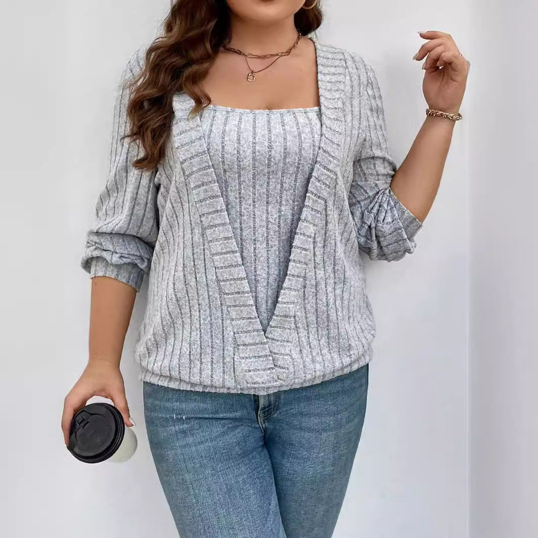 Damen vielseitige Strickjacke mit eleganter Rippenstruktur Drune