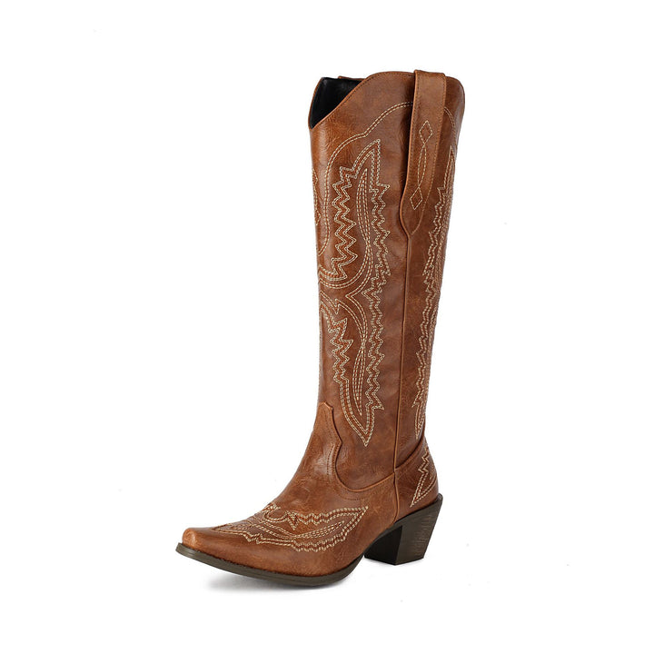 Damen Verzierte Western-Stiefel bis zum Knie Drune