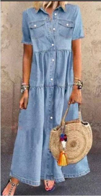 Femme Gestuftes Denim Hemdkleid Drune