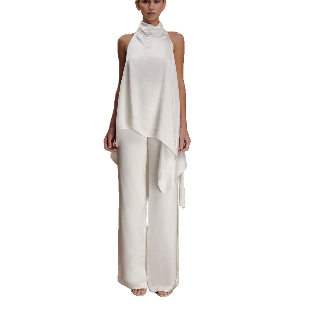 Damen elegantes satinierter Einteiler mit asymmetrischem Schnitt Drune