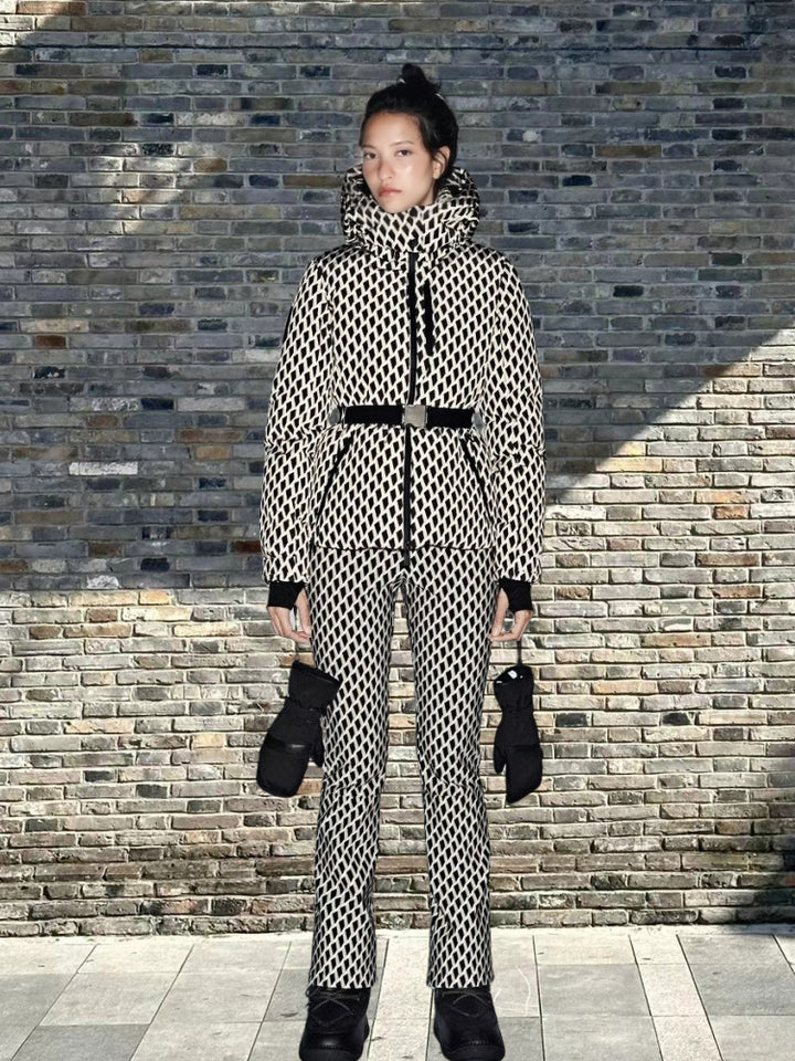Damen winterliche Funktionsjacke mit hohem Kragen und elastischem Gürtel Drune
