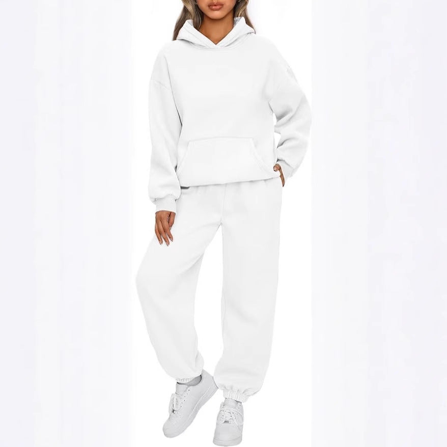 Damen nan luxuriöses Oversize-Loungewear-Set Kapuzenpullover mit Kängurutasche und weit geschnittene Jogginghose mit elastischen Knöchelabschlüssen Drune