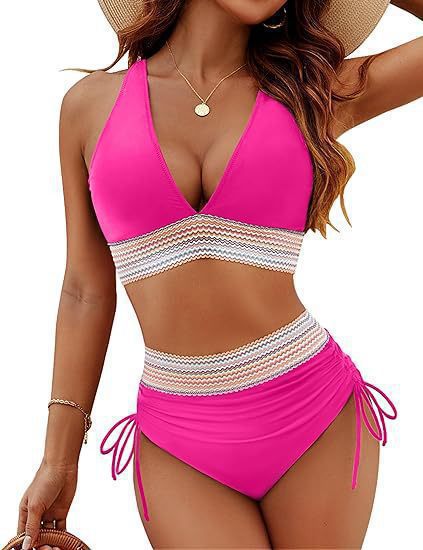 Damen Hoch geschnittener Bikini mit verstellbaren Schnüren Drune