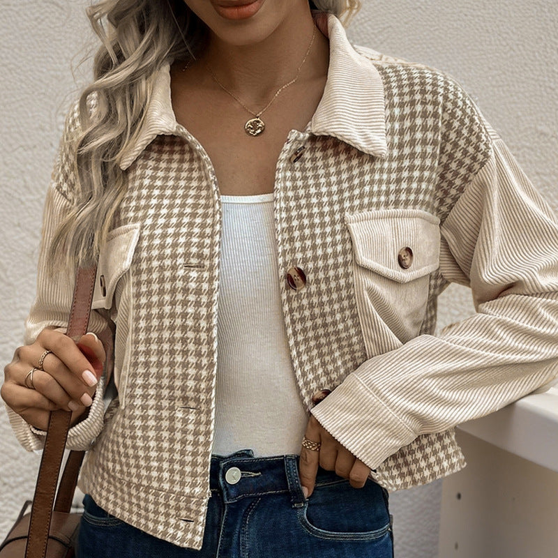 Damen Karojacke mit modischem Schnitt und Taschen Drune