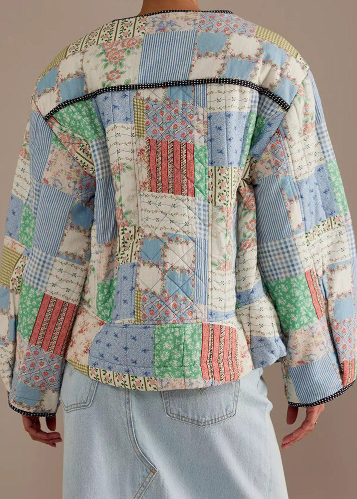 Drune | Patchwork - Baumwoll-Quilted-Jacke mit Rundhals