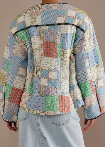 Drune | Patchwork - Baumwoll-Quilted-Jacke mit Rundhals