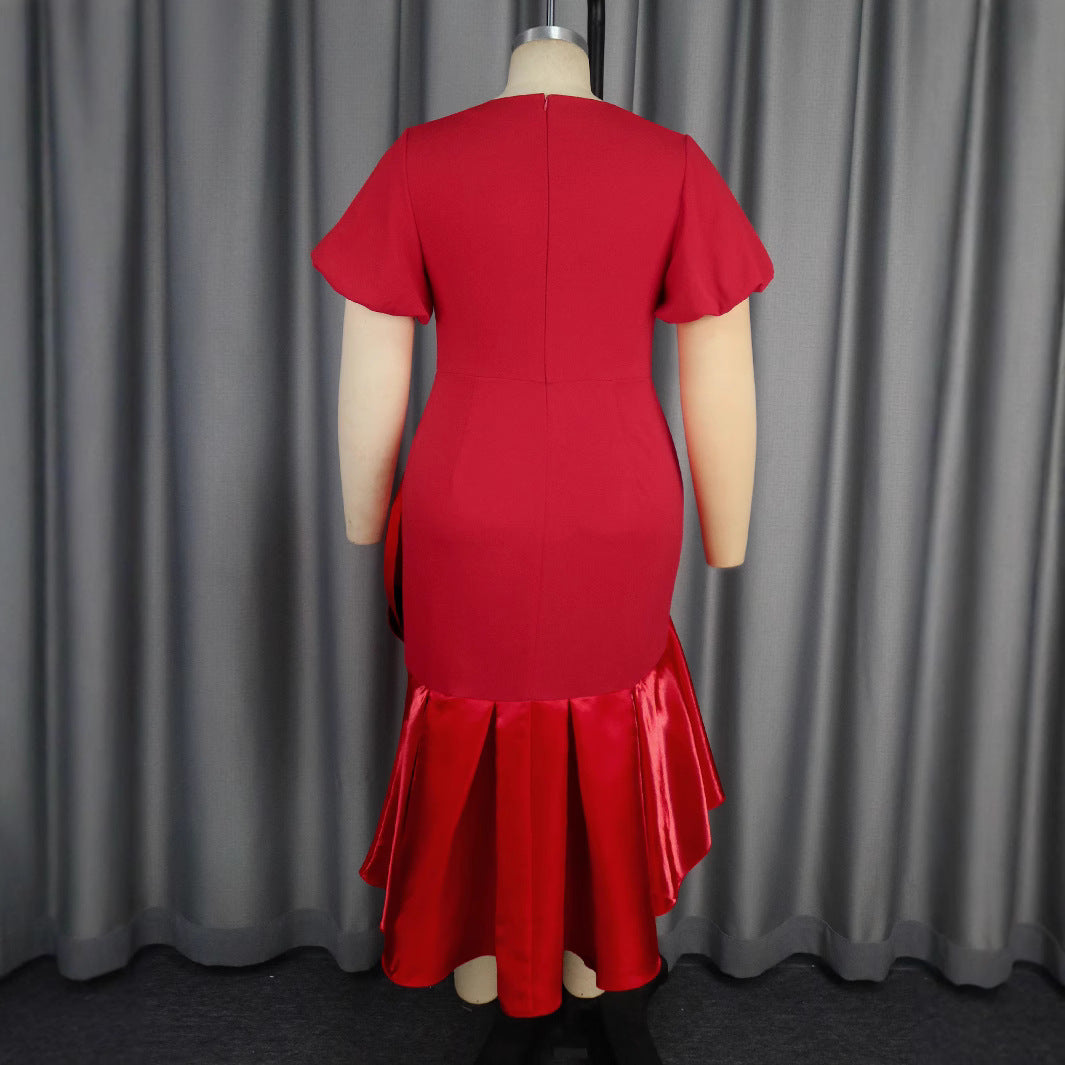 Damen Anlasskleid mit voluminösem Blütenarrangement und schwingendem Saum Drune