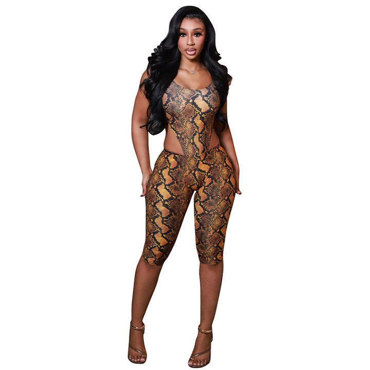 Damen Sexy Einteiler im Schlangenprint mit Cut-Out-Details Drune