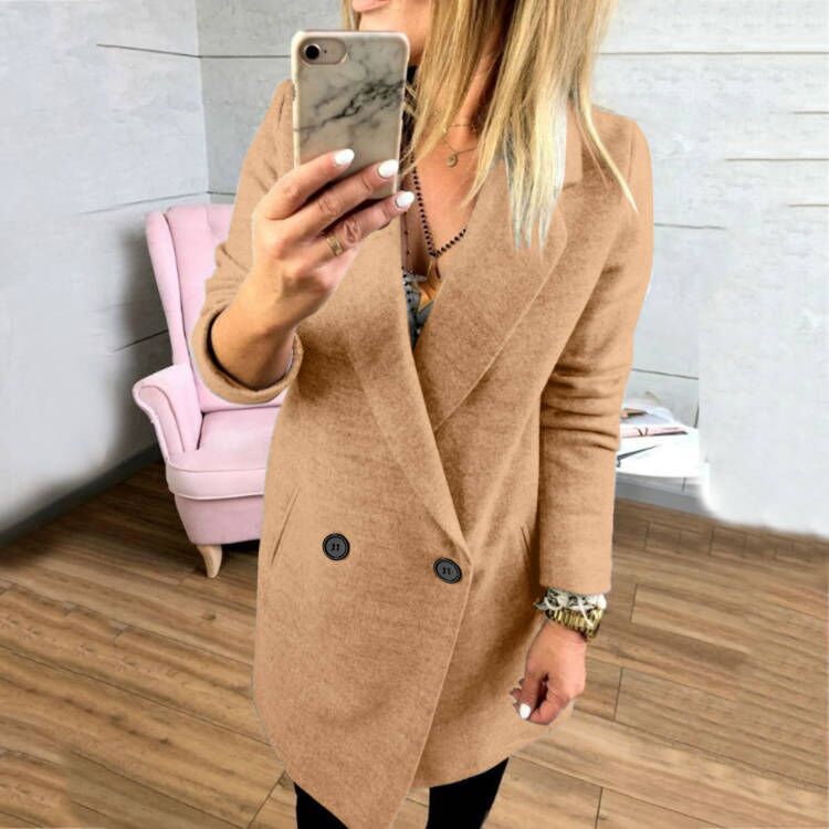 Damen Überlanger, taillierter Mantel mit elegantem Revers und praktischen Taschen Drune