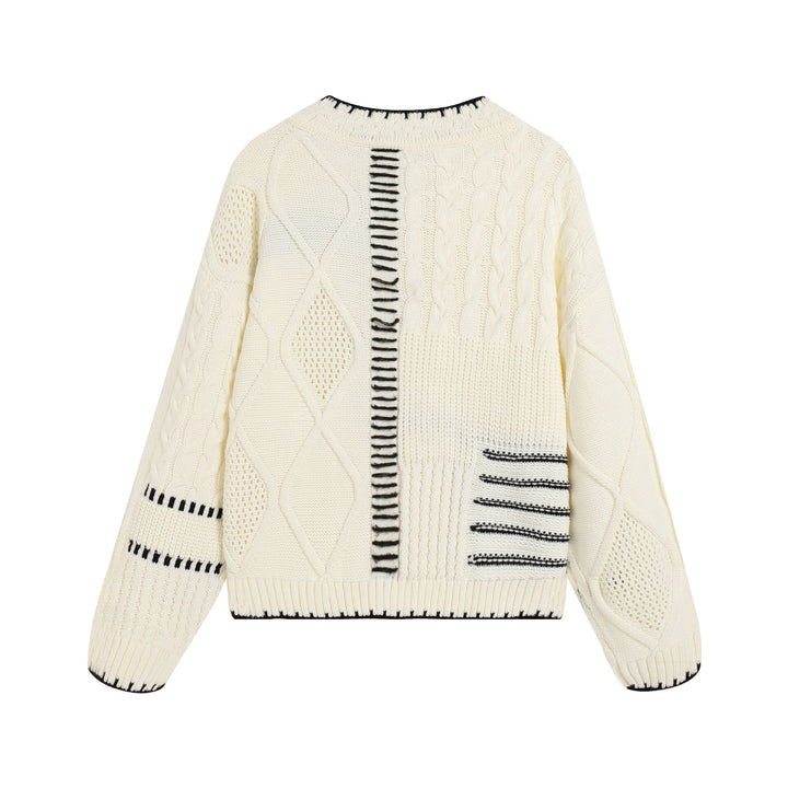 Damen lässiger Strickpullover mit grafischem Muster Drune