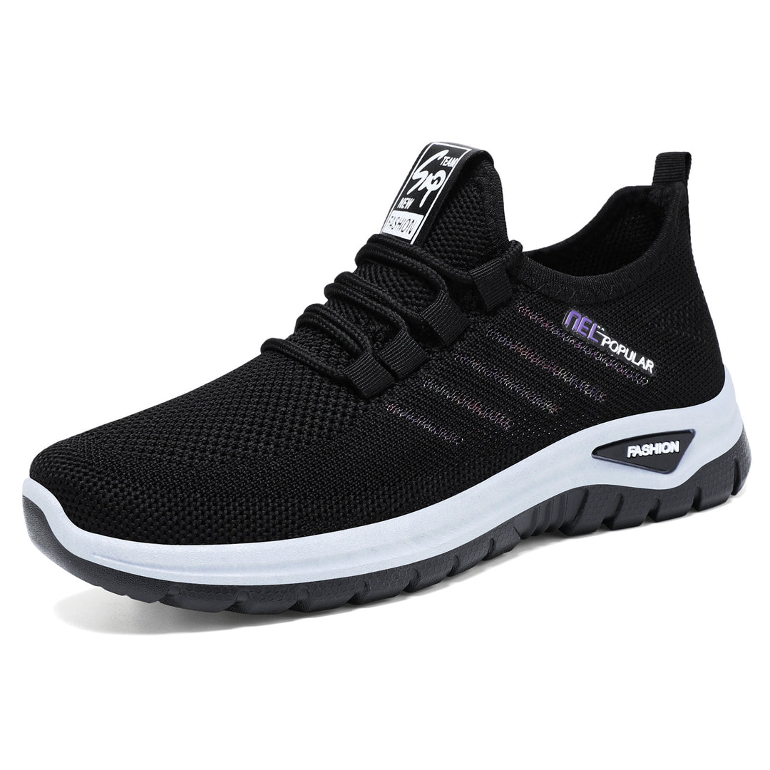Damen nan ultraleichter Strick-Sport-Sneaker mit Elastikeinstieg, stoßdämpfender Plateau-Zwischensohle und griffiger Profillaufsohle Drune