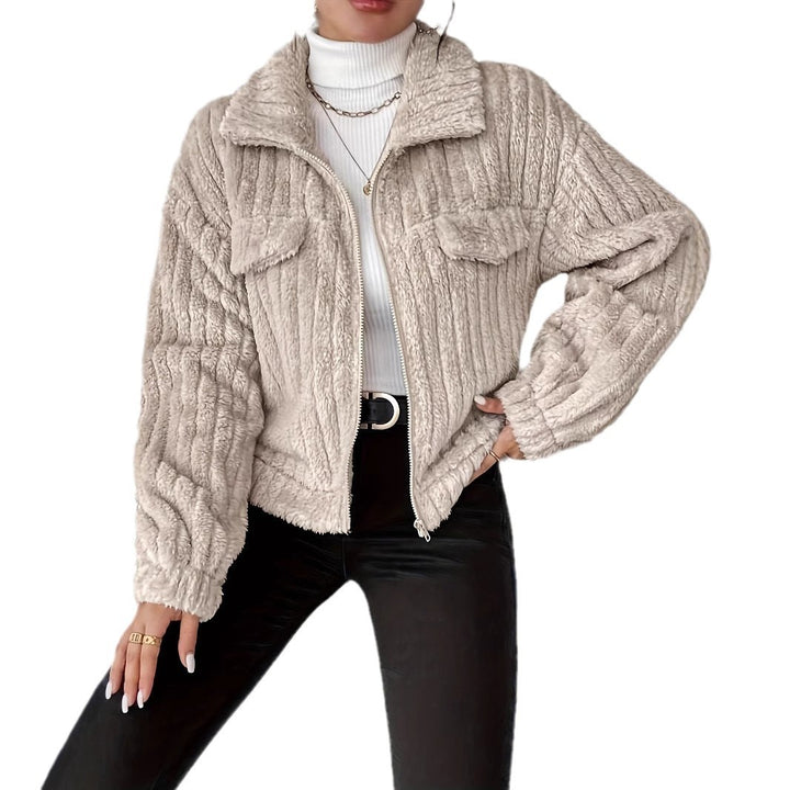 Damen kuschelige und stilvolle Fleece-Jacke Drune