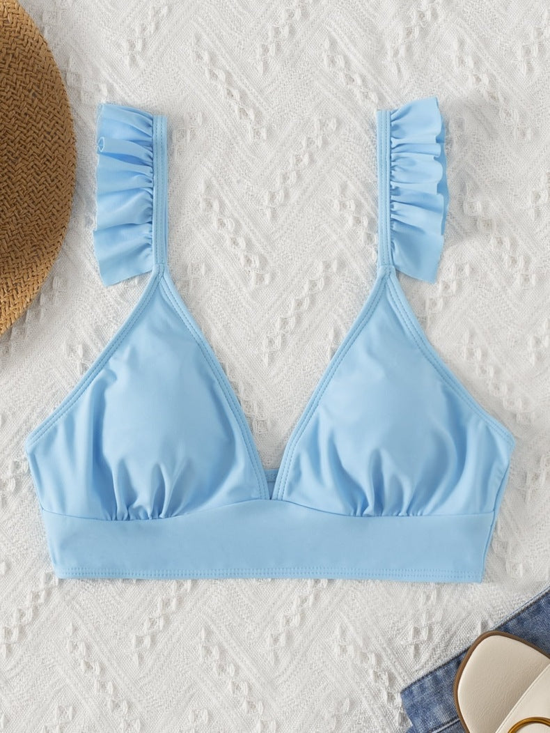 Damen Triangel-Bikinioberteil mit verspielten Rüschendetails Drune