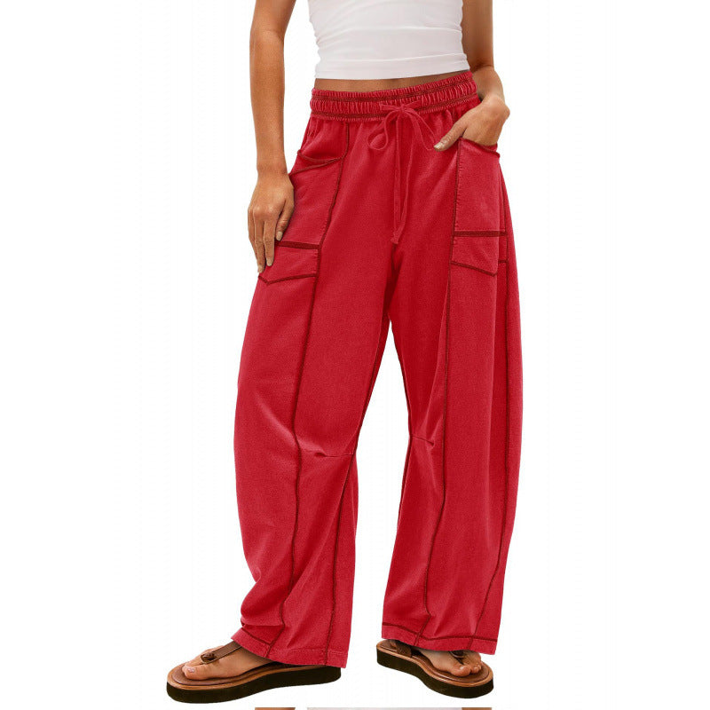 Damen weite Freizeithose mit praktischen Seitentaschen und elastischem Bund Drune