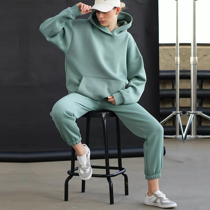 Damen entspannter Kapuzenpullover und Jogginghosen-Set Drune