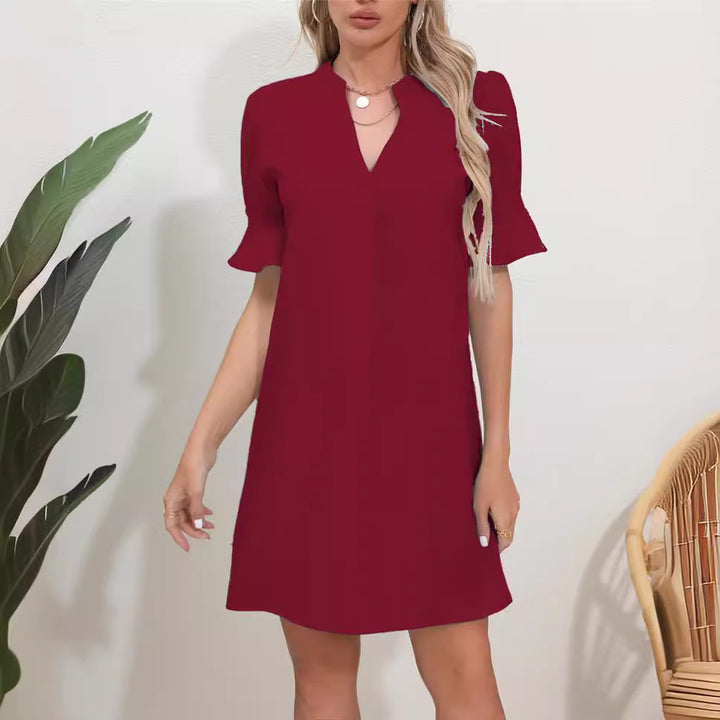Damen stilvolles Kurzarm Kleid Drune