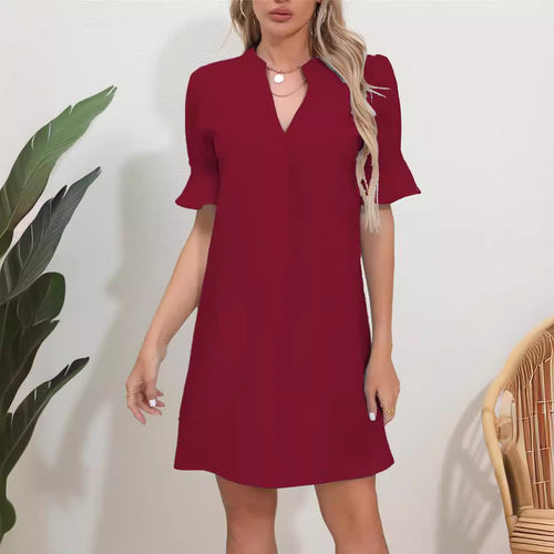 Damen stilvolles Kurzarm Kleid Drune
