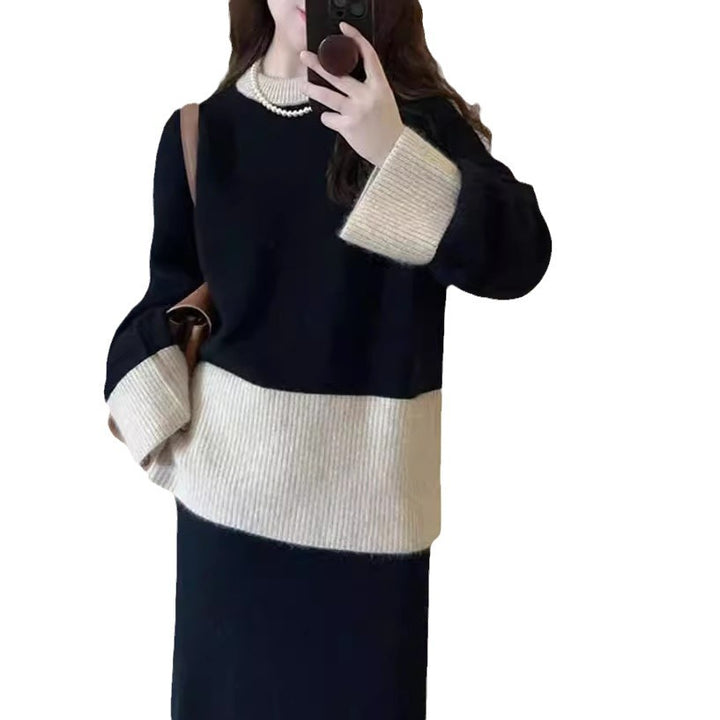 Damen Kuscheliger Strickpullover mit hohem Kragen und feiner Rippenstruktur Drune