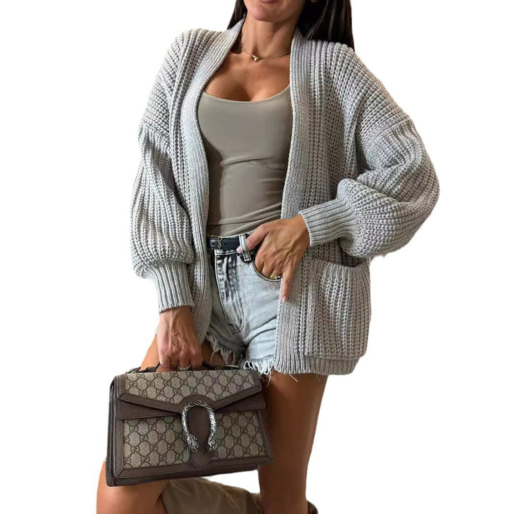 Damen Strickjacke mit strukturierter Oberfläche und voluminösen Ärmeln Drune