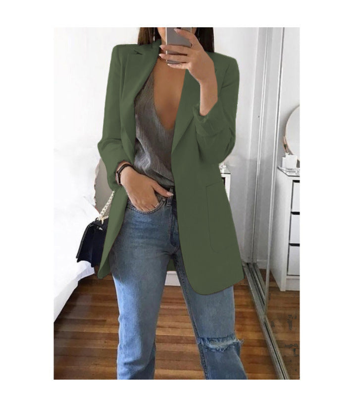 Damen eleganter Blazer mit tailliertem Schnitt und praktischen Taschen Drune