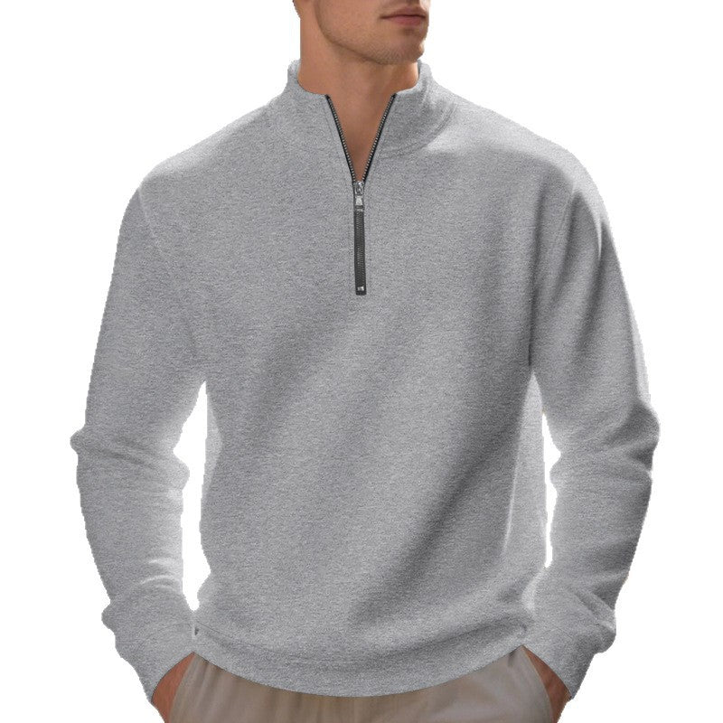 Herren lässiger Stehkragenpullover mit funktionalem Reißverschluss Drune