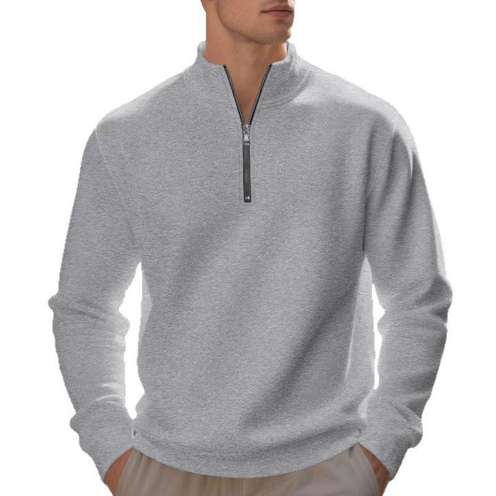 Herren lässiger Stehkragenpullover mit funktionalem Reißverschluss Drune