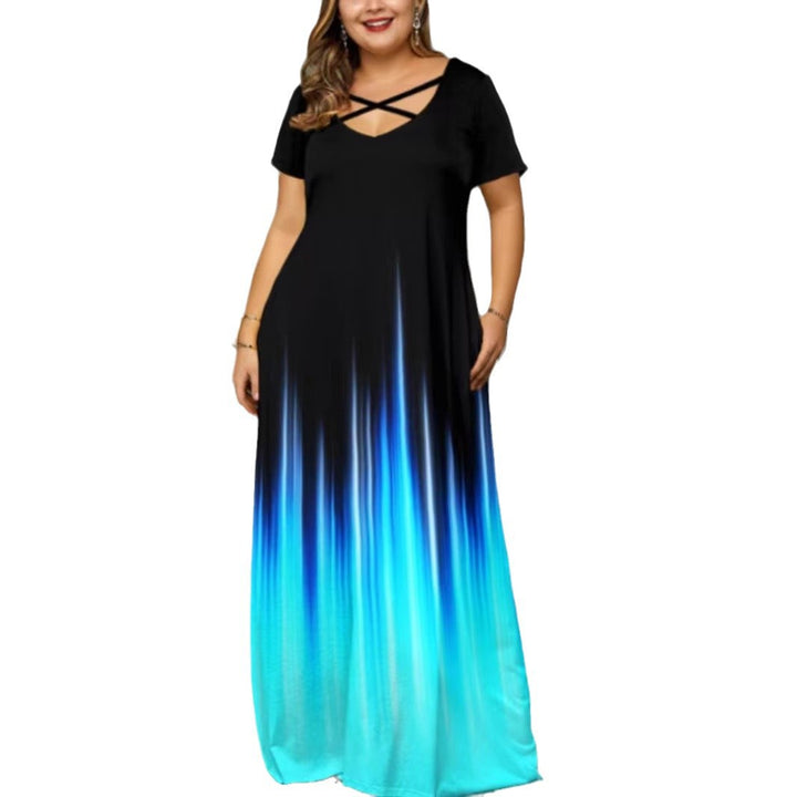 Damen Maxikleid mit stylischem Kreuz-Hals-Ausschnitt Drune