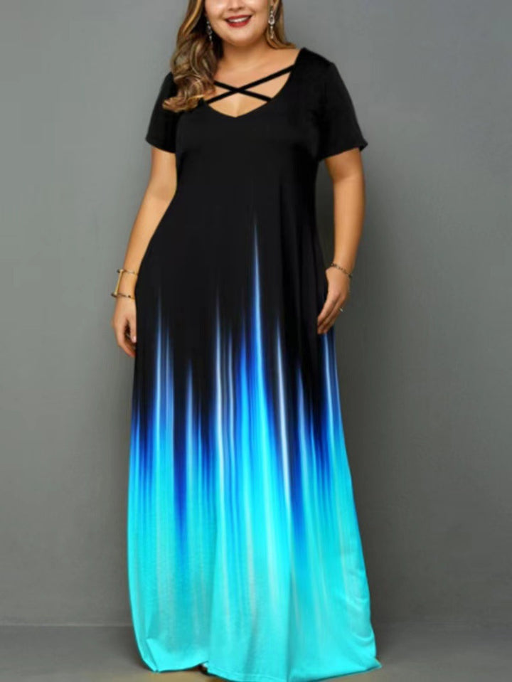 Damen Maxikleid mit stylischem Kreuz-Hals-Ausschnitt Drune