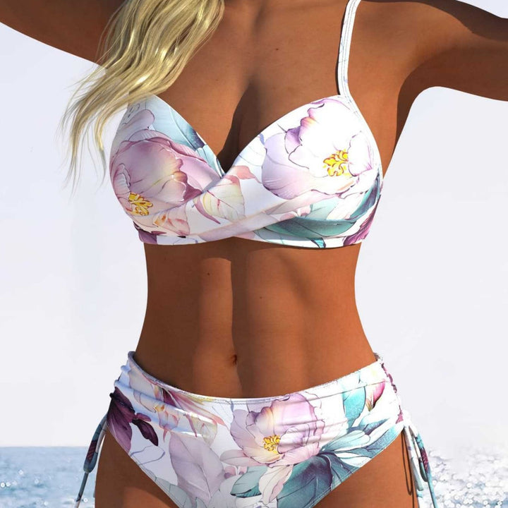 Damen Bikini-Set mit gepolstertem Oberteil und hohem Bund Drune