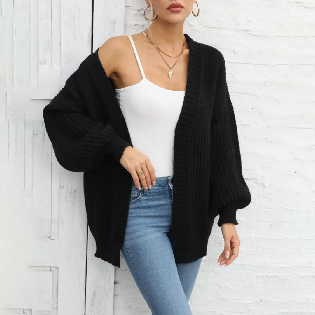 Damen Strickjacke mit oversize Schnitt und tiefem V-Ausschnitt Drune