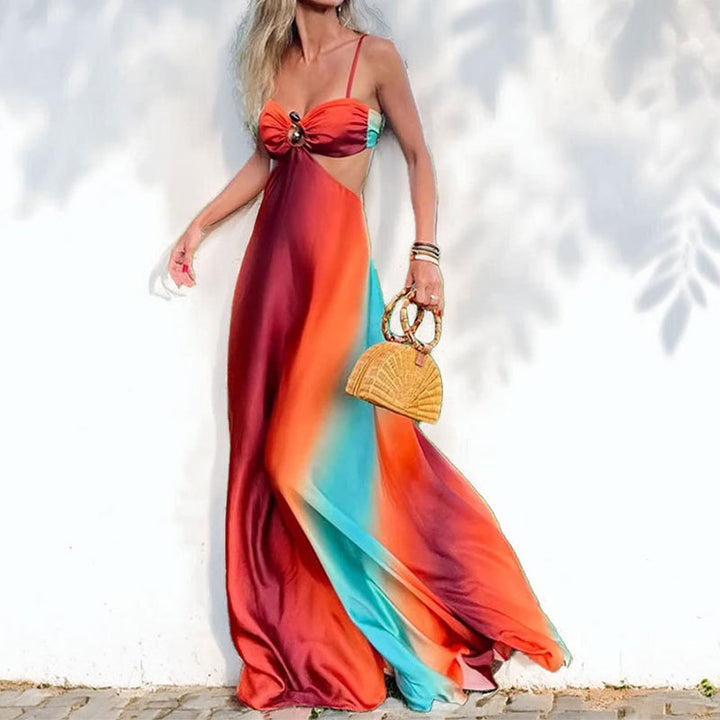 Damen Maxikleid mit innovativem Cut-Out-Design und farbverlaufendem Stoff Drune