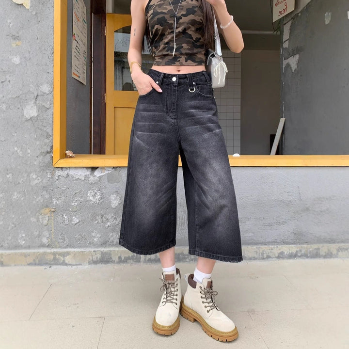 Damen Weite Denim-Culotte im modischen Urban-Look mit lässigem Schnitt Drune
